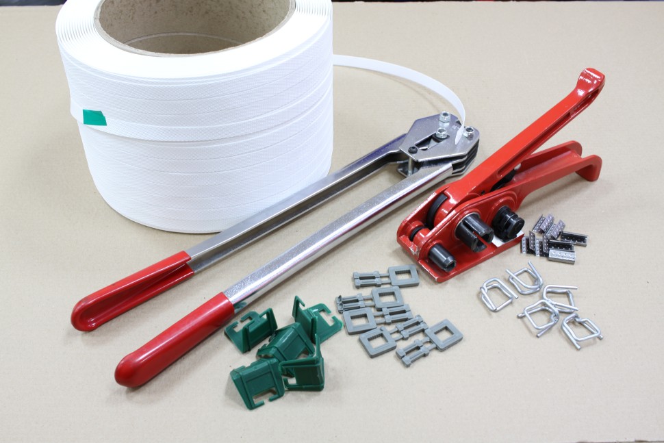 Стреппинг лента 15х0,8 мм, 500 м, серая, 205 кгс, упаковочная, полипропиленовая