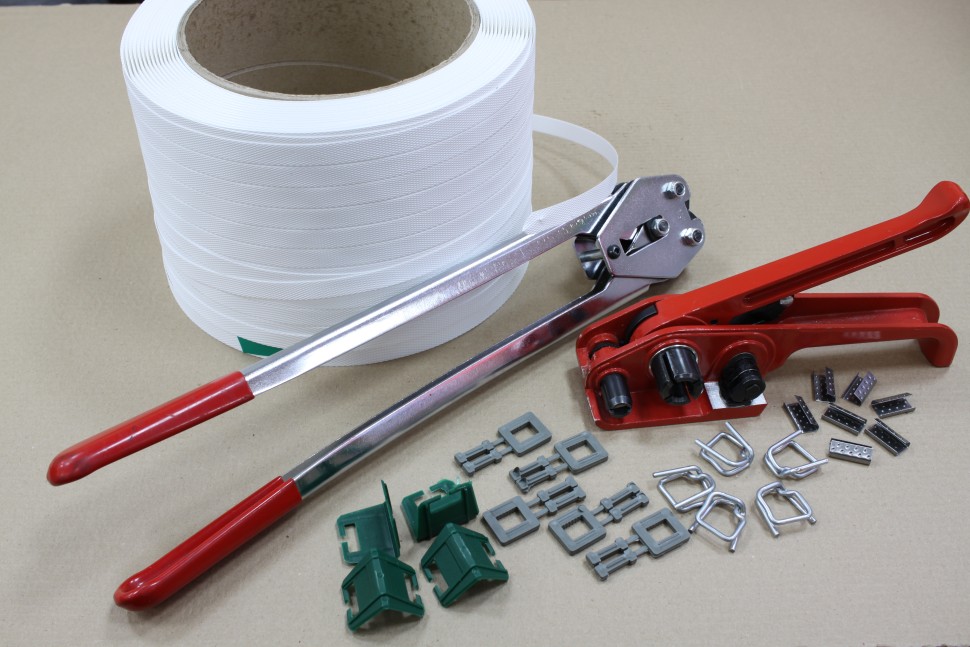 Стреппинг лента 15х1,0 мм, 1200 м, серая, 245 кгс, упаковочная, полипропиленовая