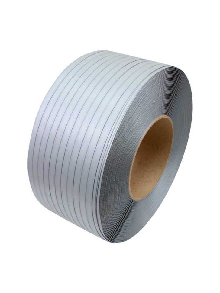 Стреппинг лента 15х0,8 мм, 2000 м, серая, 205 кгс, упаковочная, полипропиленовая