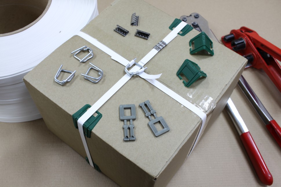 Стреппинг лента 12х0,6 мм, 500 м, серая, 135 кгс, упаковочная, полипропиленовая