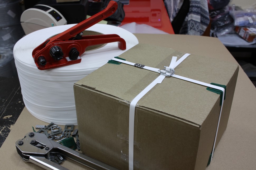 Стреппинг лента 19х1,0 мм, 500 м, белая, 350 кгс, упаковочная, полипропиленовая