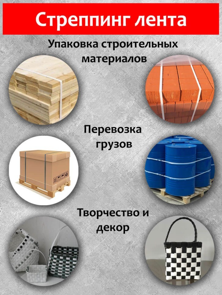 Стреппинг лента 15х0,8 мм, 500 м, белая, 210 кгс, упаковочная, полипропиленовая