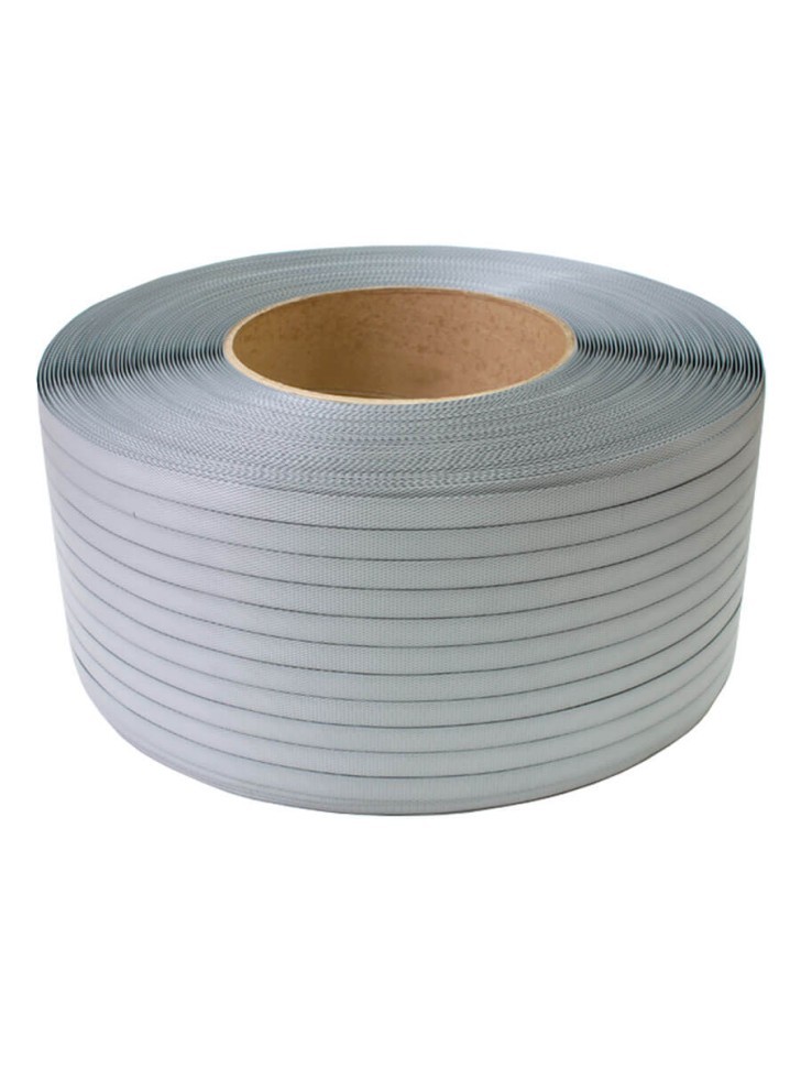 Стреппинг лента 12х0,6 мм, 2500 м, серая, 135 кгс, упаковочная, полипропиленовая