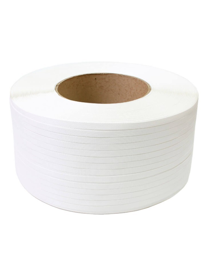 Стреппинг лента 12х0,6 мм, 3000 м, белая, 140 кгс, упаковочная, полипропиленовая