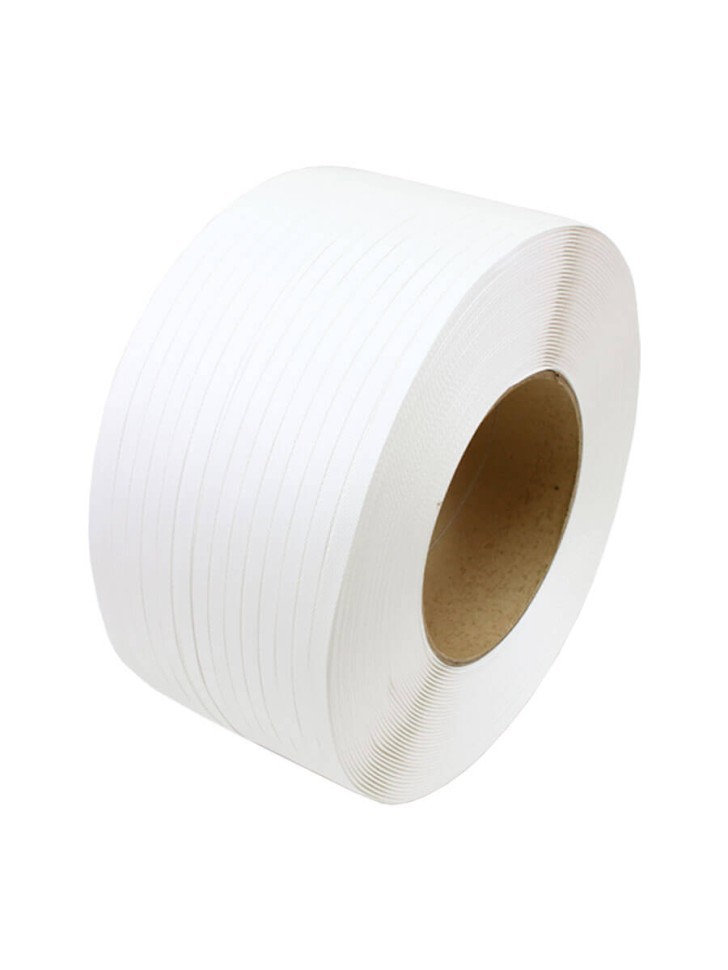 Стреппинг лента 12х0,6 мм, 3000 м, белая, 140 кгс, упаковочная, полипропиленовая