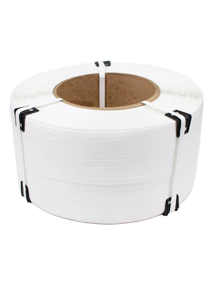 Стреппинг лента 12х0,6 мм, 3000 м, белая, 140 кгс, упаковочная, полипропиленовая